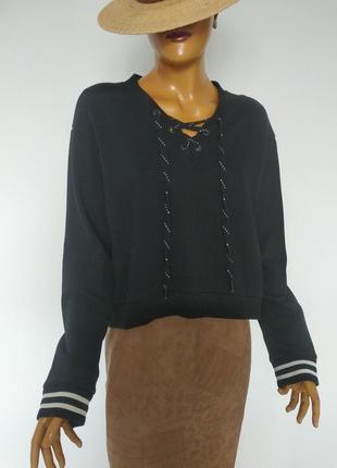 All saints черный базовый натуральный оверсайз свитшот кофта свитер джемпер толстовка с шнуровками размер s m1 фото