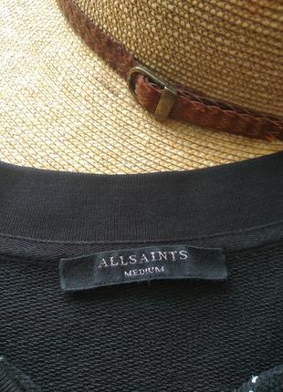 All saints черный базовый натуральный оверсайз свитшот кофта свитер джемпер толстовка с шнуровками размер s m7 фото