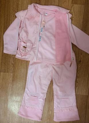 Новый нежно розовый костюм-тройка для девочки 4-5 лет