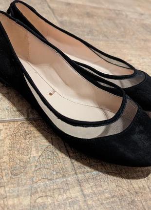 Zara, туфли-лодочки, женские черные, замш1 фото
