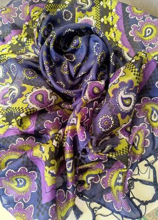 Шёлковый платок с бахромой в стиле massimo dutti