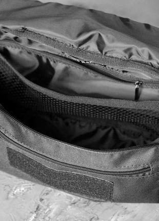 Тактическая сумка бананка мужская mk-t1 поясная на грудь из ткани черная прочная9 фото