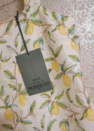 Стильный топ кроп блуза принт lemon льон лен вискоза бренд next morris &co ,р126 фото
