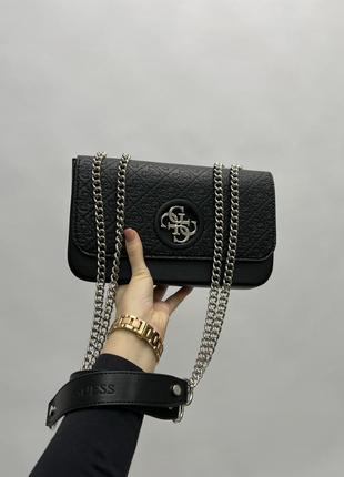 Сумка в стилі guess zadie total black жіноча