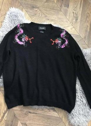 Шикарний чорний кашеміровий з драконами светр дорогого бренду the kooples5 фото