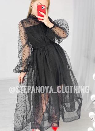Черное фатиновое платье3 фото