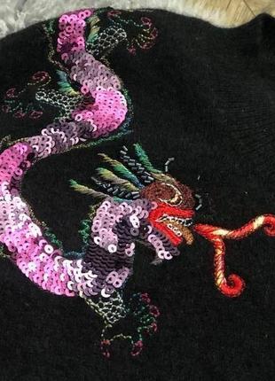 Шикарний чорний кашеміровий з драконами светр дорогого бренду the kooples7 фото
