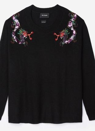 Шикарний чорний кашеміровий з драконами светр дорогого бренду the kooples4 фото