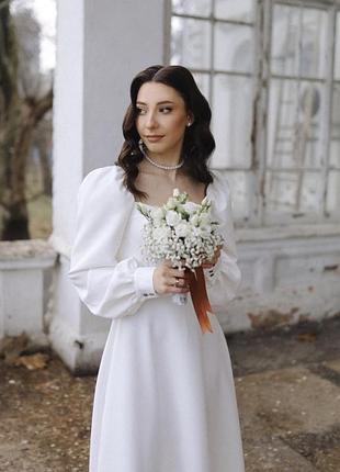 Топ🔝💥 весільне біле плаття, сукня на розпис, весiлля, загс, вiнчання, біле вечірнє...