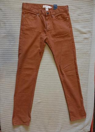 Классные узкие джинсы светло карамельного цвета h&m logg швеция 32 р.