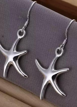Серьги звездочки серебро 925 серебряное покрытие пробы женские серьги2 фото