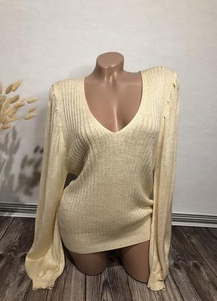 Романтичний свитер кофта реглан бежево золотистий рукава обємні asos1 фото