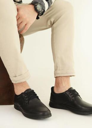 Стильные туфли, ботинки кожаные черные мужские (весна/осень/деми/демисезонные) для мужчин, удобные, комфортные5 фото
