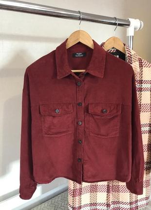 Бордова вельветова рубашка bershka ❤️