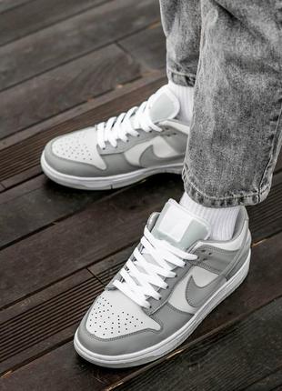 Кросівки nike sb dunk white\grey3 фото