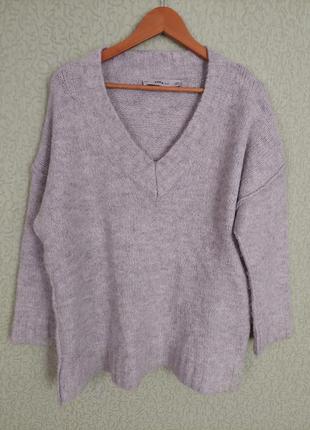 Пуловер серый теплый свитер h&amp;m с шерстью и альпакой9 фото