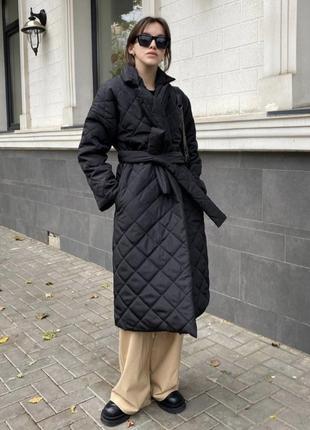 Стеганая куртка пальто на запах в стиле zara 🥰❤️