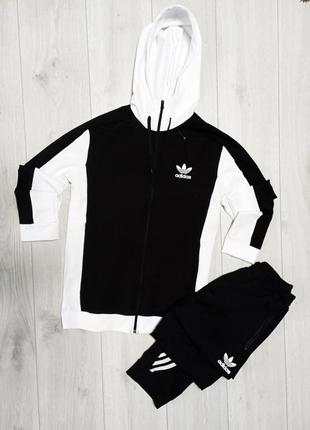 Чоловічий спортивний костюм adidas чорний з білим