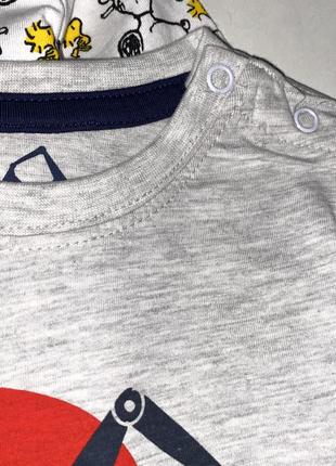 Котоновые регланы для мальчика: серый и в принт «снупи»/ бренд: lupilu/размер: 86-92 см.4 фото