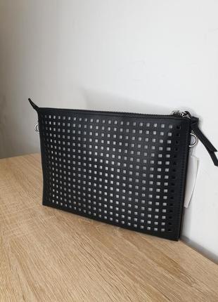Стильная минималистичная кожаная сумка c&amp;a клатч косметичка без цепочки5 фото