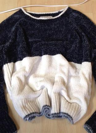 Велюровый, плюшевый, мягкий двухцветный свитер george2 фото