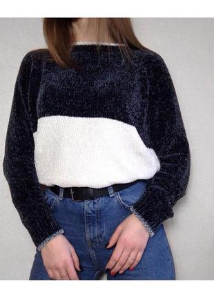 Велюровый, плюшевый, мягкий двухцветный свитер george1 фото