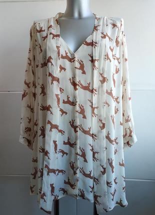 Стильная блуза  asos с завязками на горловине и принтом лошадки3 фото