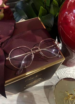 Новые имиджевые очки, прозрачные оправа розовое золото1 фото