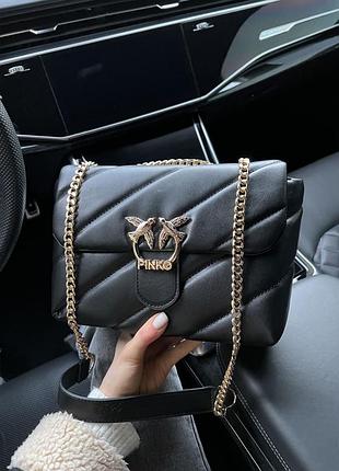 Сумка в стиле pinko puff black gold