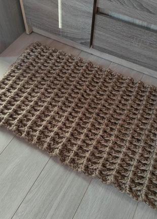 Невеликий плетений килимок. маленький джутовий килим. килим для ванної кімнати.2 фото