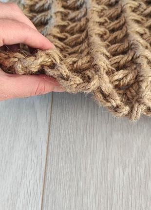 Килим доріжка із джуту. плетений прямокутний килимок. в'язаний килим.