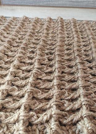 Килим доріжка із джуту. плетений прямокутний килимок. в'язаний килим.