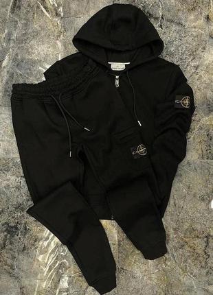 Спортивный костюм stone island черный / качественные костюмы для мужчин истон айленд