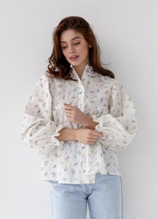 Бавовняна блуза з квітковою вишивкою6 фото