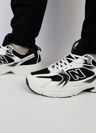 Кросівки чоловічі весна літо чорно-білі new balance 530 black white. взуття чоловіче 494 баланс 530
