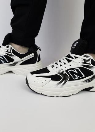 Кроссовки мужские весна лето черно-белые new balance 530 black white. обувь мужская нью баланс 530