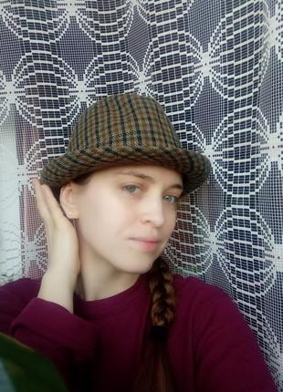 Винтажная шляпа шерсть шляпа фетровая клетка 57 см diezi4 фото
