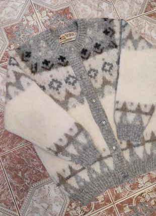 Теплий традиційний ісландський вовняний светр/кардиган на ґудзиках з орнаментом vik wool by vikurprjon ісландія icewear вовна1 фото
