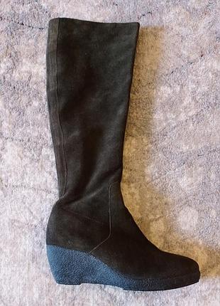 Logan черевики замшеві чоботи ботфорти сапоги на платформі хакі 38'5-39