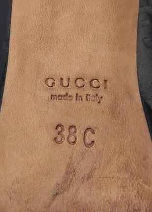 Туфли-лодочки с тисненым логотипом gucci horsebit с открытым носком - р. 38c оригинал6 фото