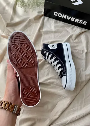 Кеди конверс олл стор. чорні з білою підошвою на платформі converse all star4 фото