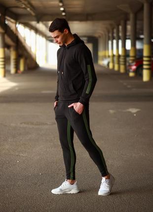 Крутой мужской костюм спортивный комплект черный