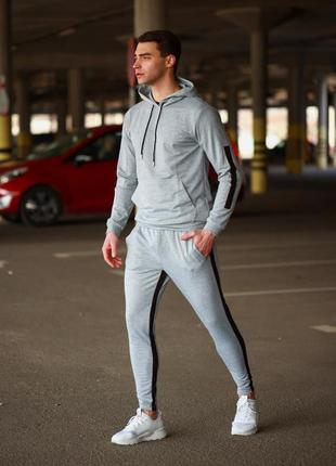 Крутой стильный мужской сплтивный костюм комплект серый