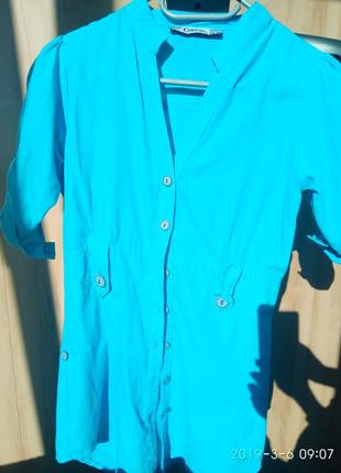 Рубашка-туника прекрасного голубого цвета2 фото