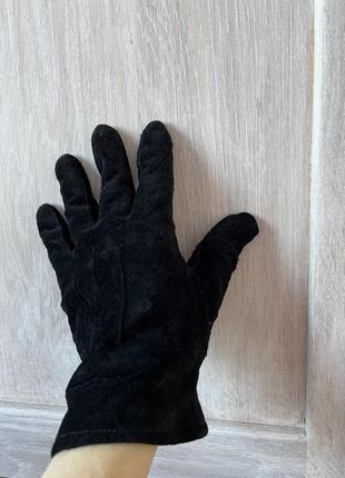 Кожаные замшевые перчатки теплые