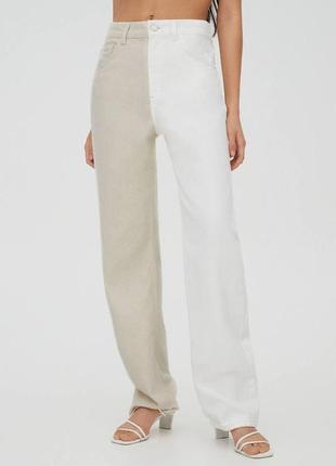 Джинсы двух цветов фактура zara pull & bear