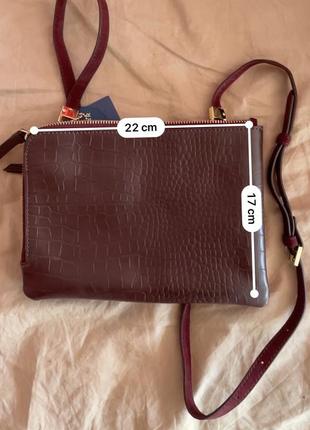 Шикарная кожаная двусторонняя сумочка бордовая accessorize2 фото