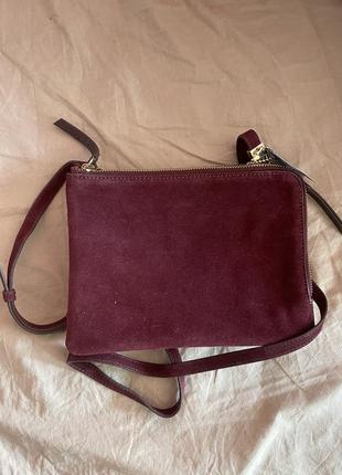 Шикарная кожаная двусторонняя сумочка бордовая accessorize4 фото