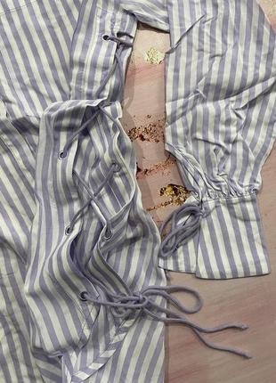 Сорочка плаття для дому в полоску біло лавандова віскоза від savage fenty by rihanna на подарунок хатній одяг very sexy10 фото