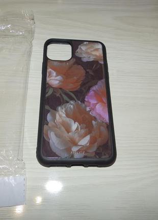 Чехол для apple iphone 11 pro max tpu+glass art case пионы2 фото